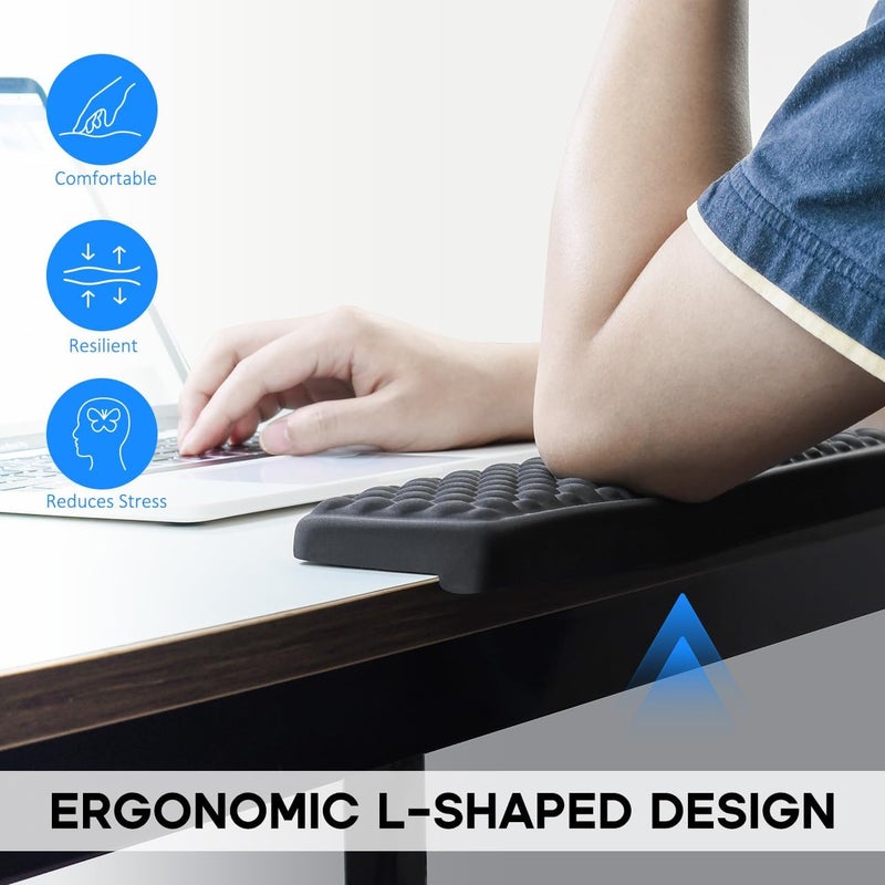 JIKIOU L-Shaped Desk Elbow Pad for Desk, Memory Foam Elbow Support Padding with Non-Slip, 2 Pack Ergonomic Desk Edge Cushion, Wrist Comfort Support for Office Home Black - Image 3